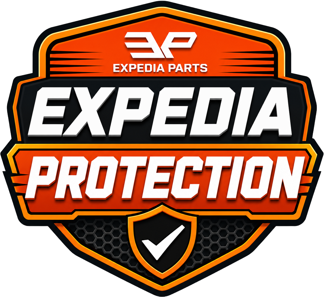 Expedia Parts Protection — shield badge with EP lockup and checkmark